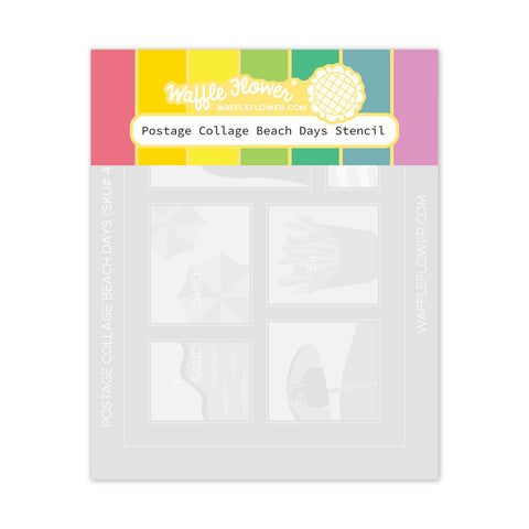 WAFFLE FLOWER: Postage Collage Beach Days | Stencil