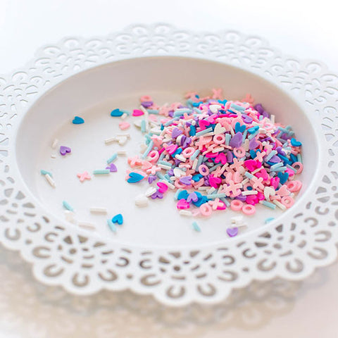 PRETTY PINK POSH: Clay Confetti | Hugs and Kisses