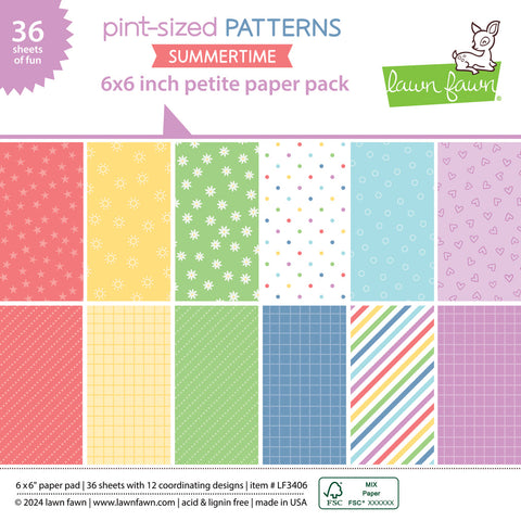 LAWN FAWN: Pint-Sized Patterns Summertime | 6" x 6" Paper
