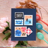 WAFFLE FLOWER: Postage Collage Beach Days | Stencil