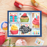 WAFFLE FLOWER: Postage Collage Cupcake | Stencil
