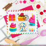 WAFFLE FLOWER: Postage Collage Cupcake | Stencil