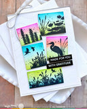 WAFFLE FLOWER: Postage Collage Lake Sunset | Stamp