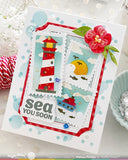 WAFFLE FLOWER: Postage Collage Coastal | Stencil