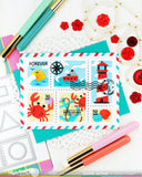 WAFFLE FLOWER: Postage Collage Coastal | Stencil