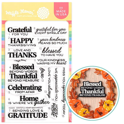 WAFFLE FLOWER: Grateful Heart Sentiments | Stamp