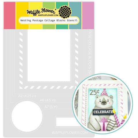 WAFFLE FLOWER: Nesting Postage Collage Blocks | Stencil