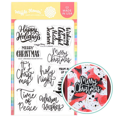WAFFLE FLOWER: Open Book | Holiday Sayings | Stamp