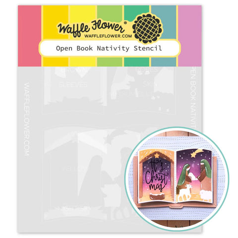 WAFFLE FLOWER: Open Book | Nativity | Stencil