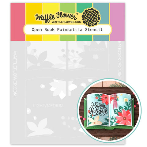 WAFFLE FLOWER: Open Book | Poinsettia | Stencil