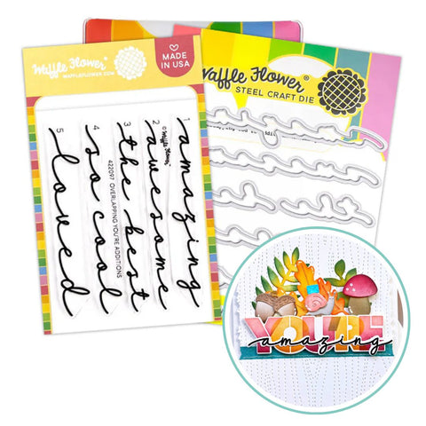 WAFFLE FLOWER: Overlapping You're Additons | Combo Stamp & Die