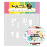WAFFLE FLOWER: Postage Collage Addressed Envelope | Stencil