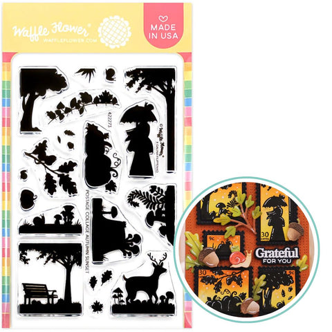 WAFFLE FLOWER: Postage Collage Autumn Sunset | Stamp