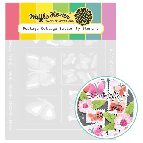 WAFFLE FLOWER: Postage Collage Butterfly | Stencil