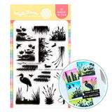 WAFFLE FLOWER: Postage Collage Lake Sunset | Stamp