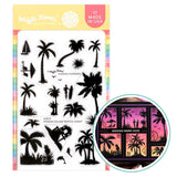 WAFFLE FLOWER: Postage Collage Tropical Sunset | Stamp