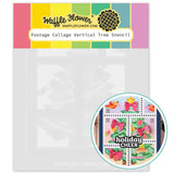 WAFFLE FLOWER: Postage Collage Vertical Tree | Stencil