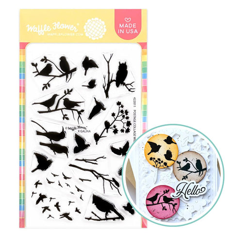WAFFLE FLOWER: Postage Collage Wild Birds | Stamp