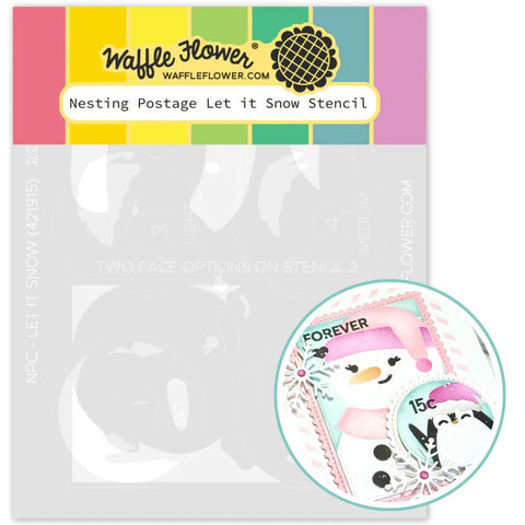 WAFFLE FLOWER: Nesting Postage Collage Let it Snow | Stencil