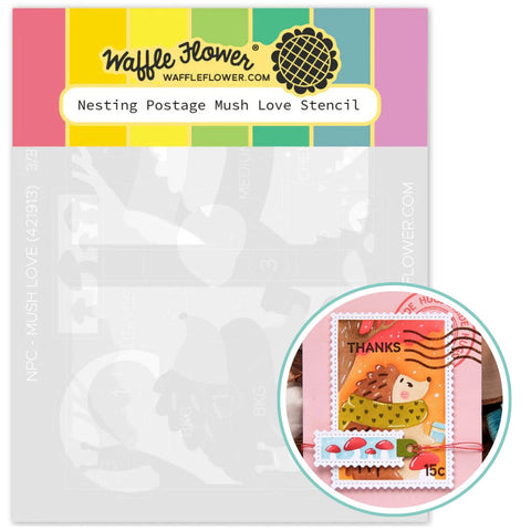 WAFFLE FLOWER: Nesting Postage Collage Mush Love | Stencil
