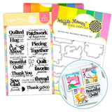 WAFFLE FLOWER: Quilted Hug Sentiments | Combo Stamp & Die