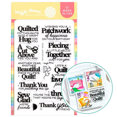 WAFFLE FLOWER: Quilted Hug Sentiments | Stamp