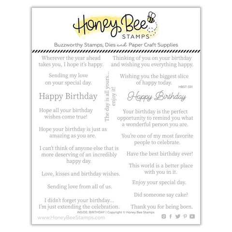 HONEY BEE STAMPS: Inside: Birthday Sentiments | Stamp