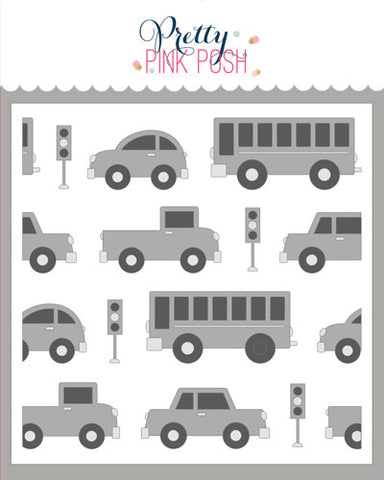 PRETTY PINK POSH:  Cars | Layered Stencil 3PK
