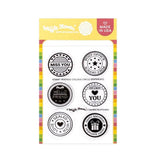 WAFFLE FLOWER: Postage Collage Circle Sentiments | Stamp