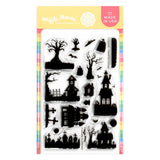 WAFFLE FLOWER: Stamp | Postage Collage Haunted House Silhouettes