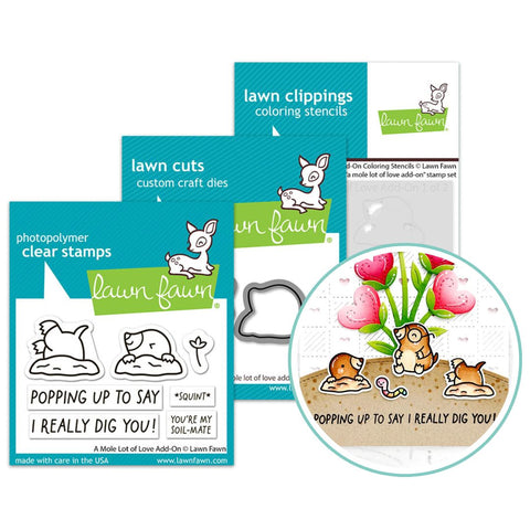 LAWN FAWN: A Mole Lot of Love Add-on | Stamp, Die and Stencils Bundle