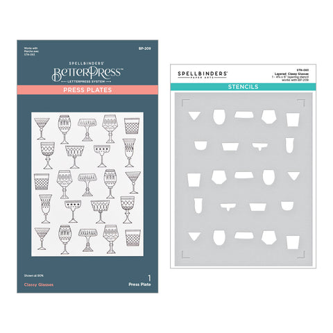 SPELLBINDERS: Classy Glasses | Press + Hot Foil Plate & Stencil Bundle