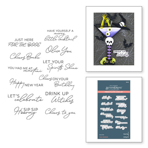 SPELLBINDERS:  Cheers Sentiments | Press + Hot Foil Plate & Die