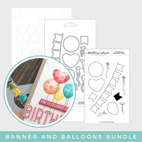 CONCORD & 9 th :  Banner and Balloons | Stamp, Stencil & Die Bundle