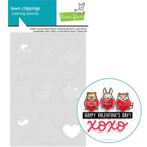 LAWN FAWN: Critter Conversation Hearts  | Coloring Stencils