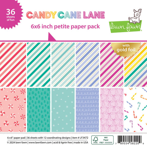 LAWN FAWN: Pint-Sized Patterns Candy Cane Lane | 6" x 6" Paper