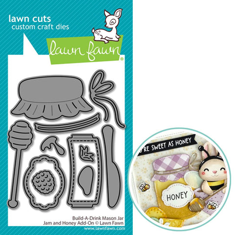 LAWN FAWN: Lawn Cuts Die | Build A Drink | Mason Jar Jam & Honey Add-on