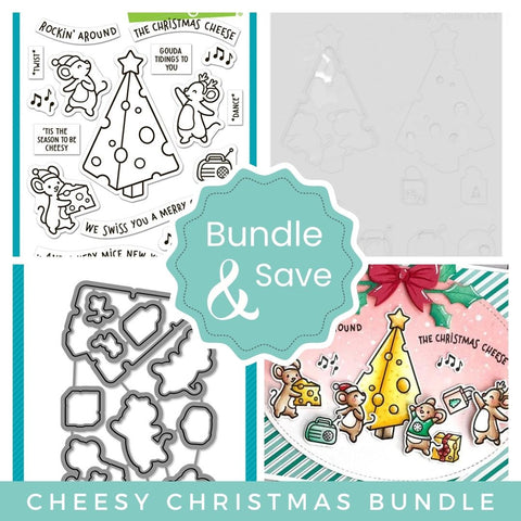 LAWN FAWN: Cheesy Christmas | Stamp, Coloring Stencil & Die Bundle