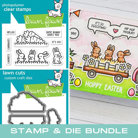LAWN FAWN: Hay There, Hayrides!  Bunny Add-on | Stamp & Lawn Cuts Die Bundle