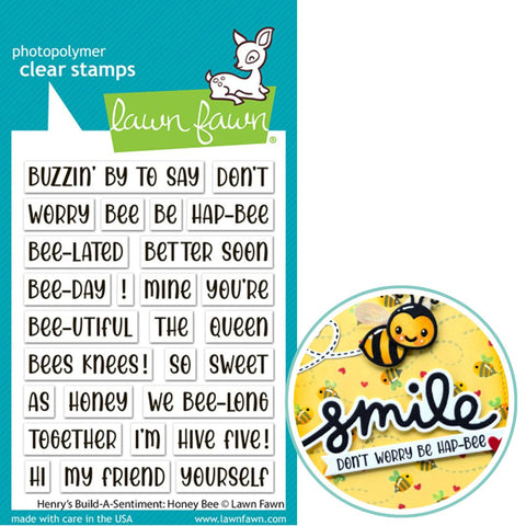 LAWN FAWN: Stamp |  Henry's Build a Sentiment | Honey Bee