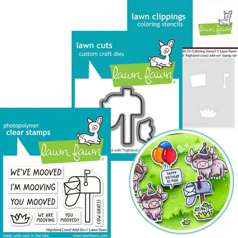 LAWN FAWN: Stamp, Die and Stencils Bundle | Highland Cows Add-on