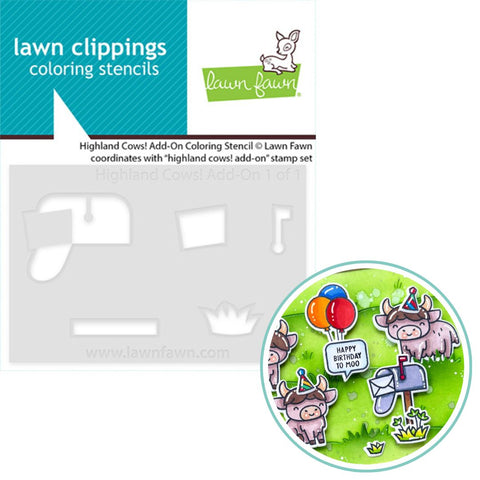 LAWN FAWN: Coloring Stencils | Highland Cows Add-on