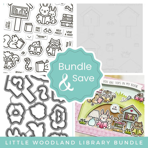 LAWN FAWN: Little Woodland Library | Stamp, Coloring Stencil & Die Bundle