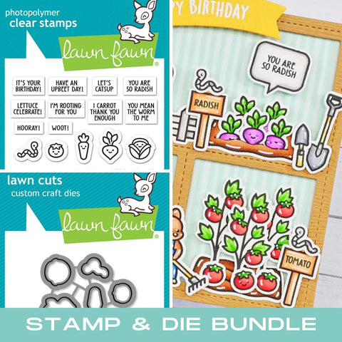 LAWN FAWN: Veggie Happy Add-on | Stamp & Lawn Cuts Die Bundle