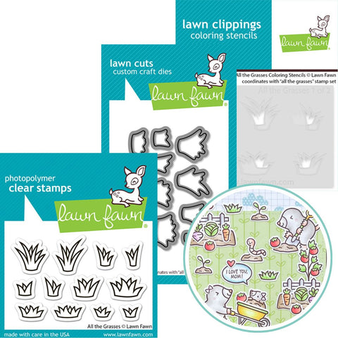 LAWN FAWN: All The Grasses | Stamp, Die and Stencils Bundle