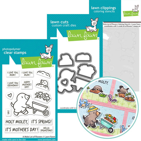 LAWN FAWN: A Mole Lot Of Flowers | Stamp, Die and Stencils Bundle