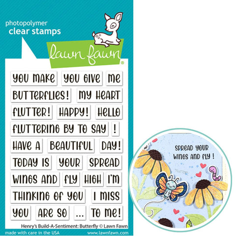 LAWN FAWN: Stamp | Henry's Buils A Sentiment | Butterfly