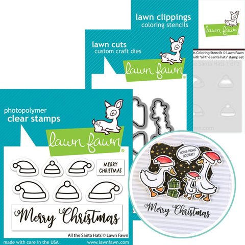 LAWN FAWN: All The Santa Hats | Stamp, Dies & Stencils Bundle