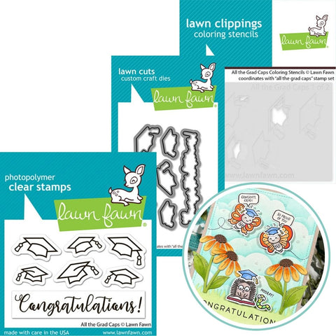 LAWN FAWN: All The Grad Caps | Stamp, Die and Stencils Bundle