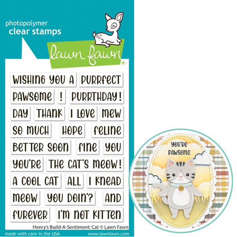 LAWN FAWN: Stamp |  Henry's Build a Sentiment | Cat